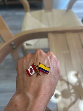 Canada and Colombia Flag Pin - Double Flag Enamel Pin